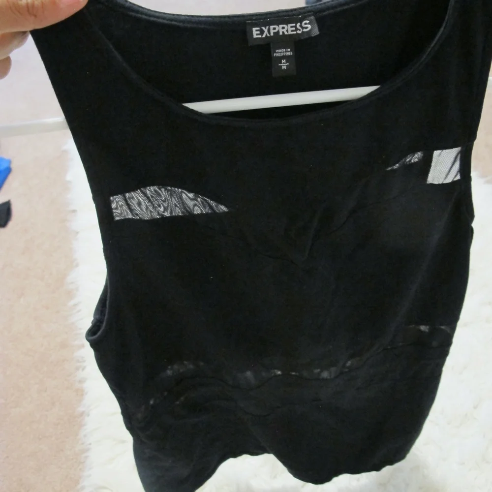 Women's Express Sleeveless Mesh Shirt Chic Date night Top Size : M Black EUC - Picture 6 of 7